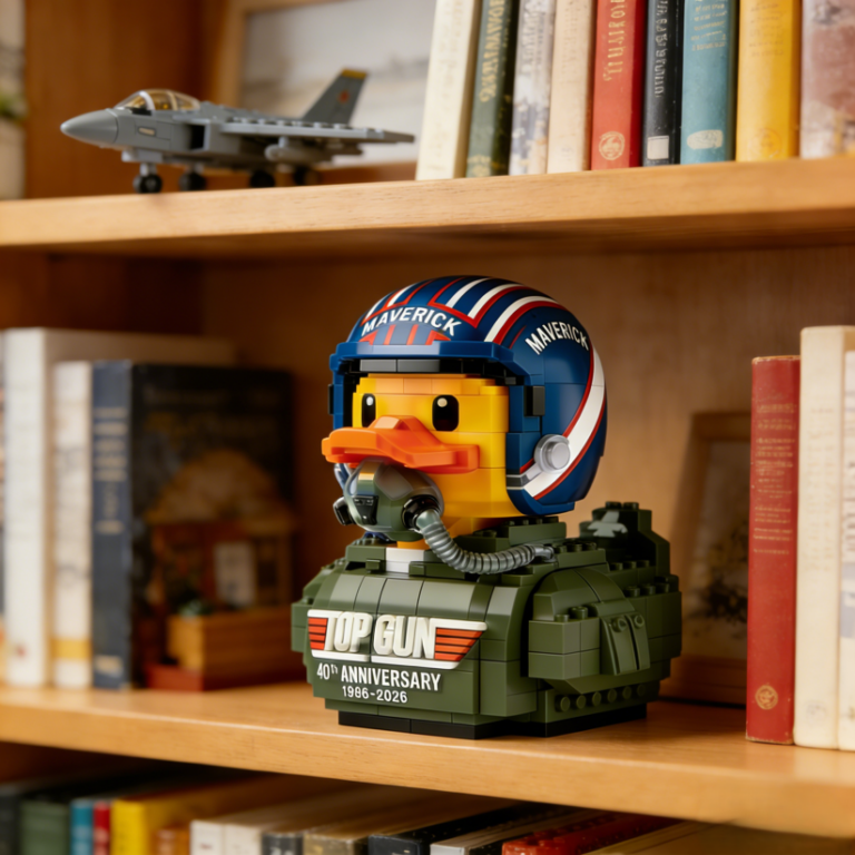 Maverick Pilot Duck Brick Building Set – 40th Anniversary Fighter Pilot Collectible Display Model