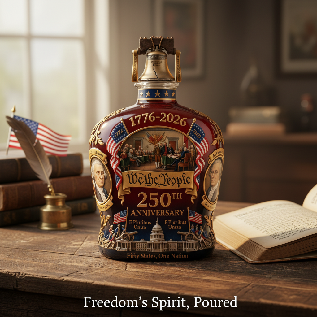 We The People 250 Whiskey Decanter - 250th Anniversary Liberty Bell Crystal Patriotic Bottle 1776-2026 Limited Edition