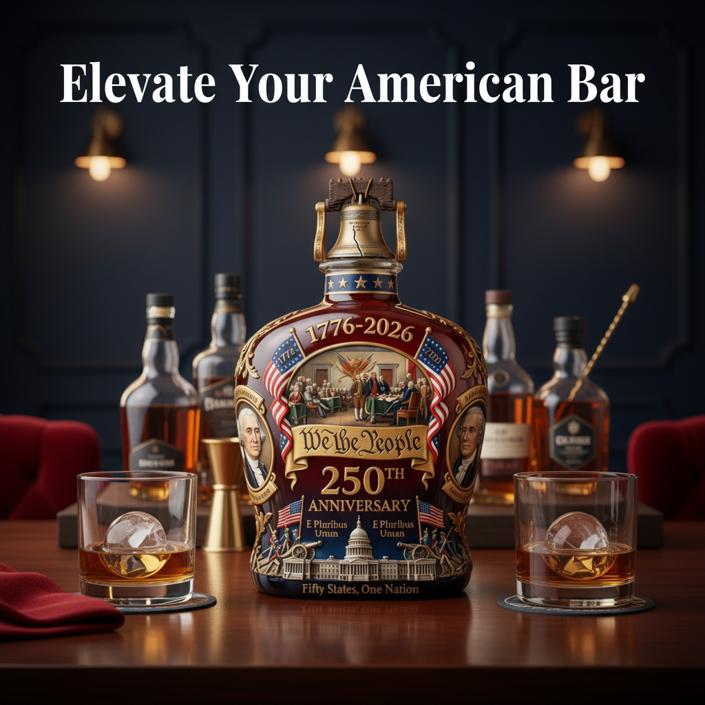 We The People 250 Whiskey Decanter - 250th Anniversary Liberty Bell Crystal Patriotic Bottle 1776-2026 Limited Edition