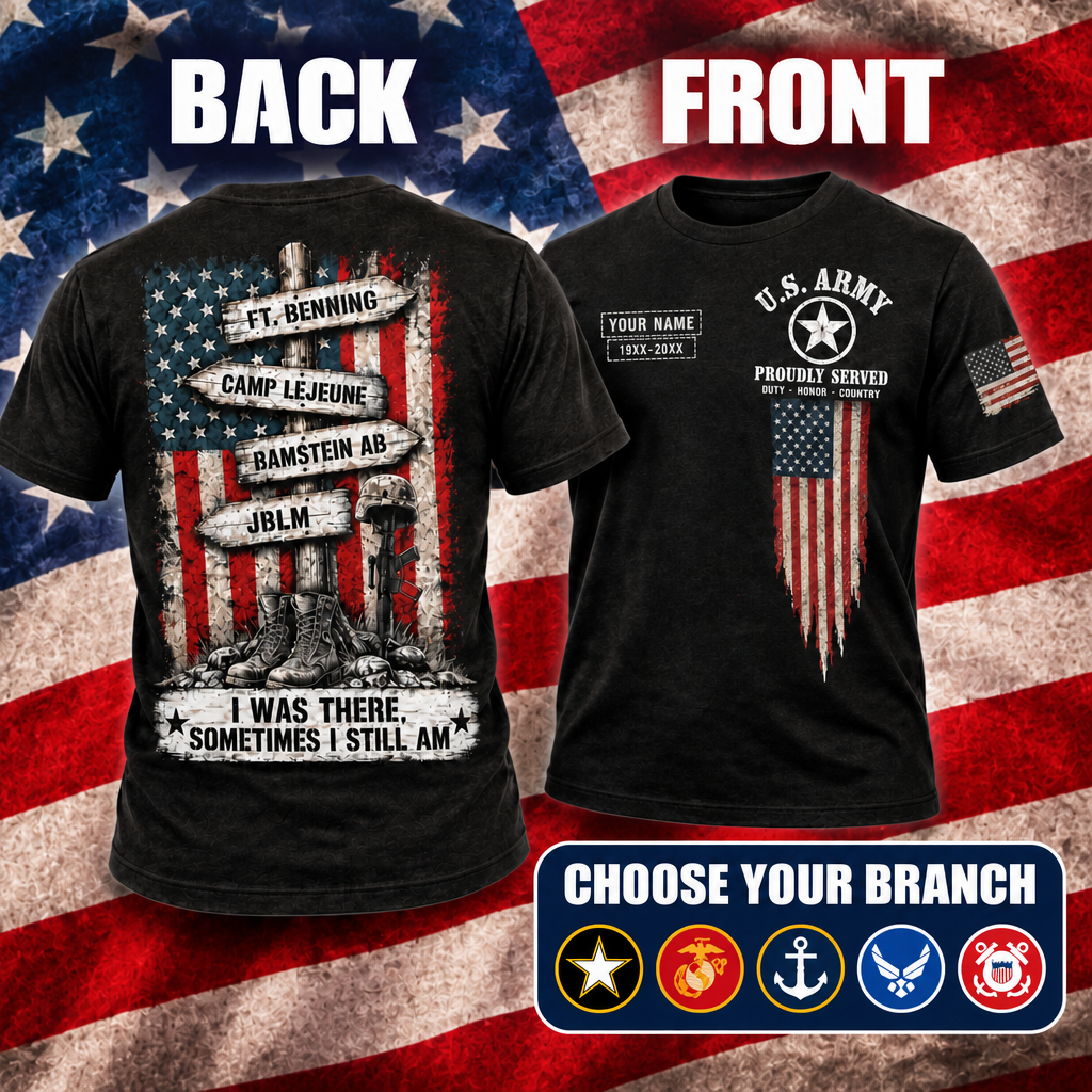 Custom Veteran World Tour T-Shirt – Personalized Name, Branch & Duty Stations
