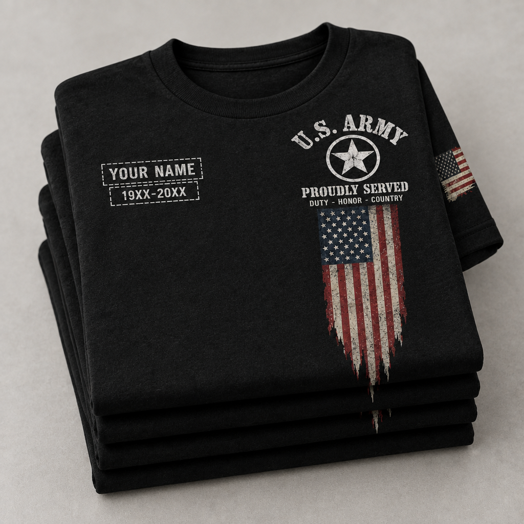 Custom Veteran World Tour T-Shirt – Personalized Name, Branch & Duty Stations