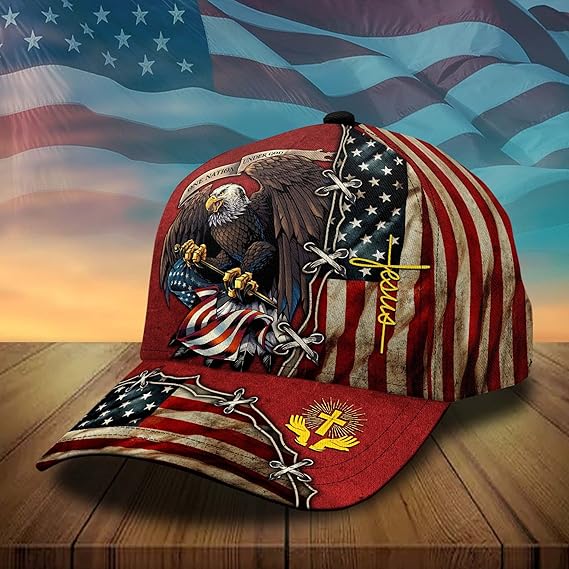 One Nation Under God Patriotic Eagle Baseball Cap - American Flag Hat