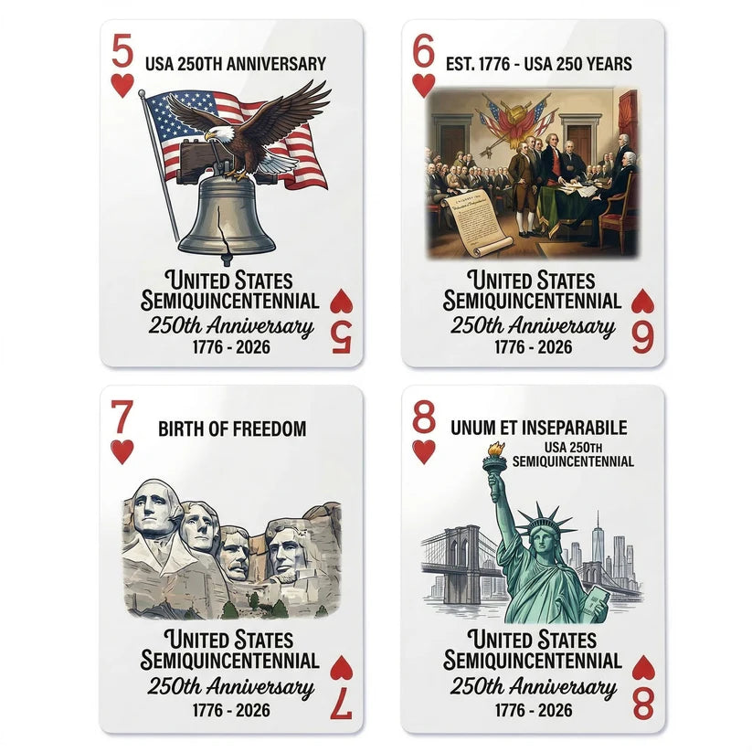 USA 250th Anniversary Commemorative Playing Cards, Limited Edition Patriotic Deck (1776–2026)