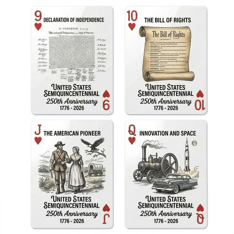 USA 250th Anniversary Commemorative Playing Cards, Limited Edition Patriotic Deck (1776–2026)