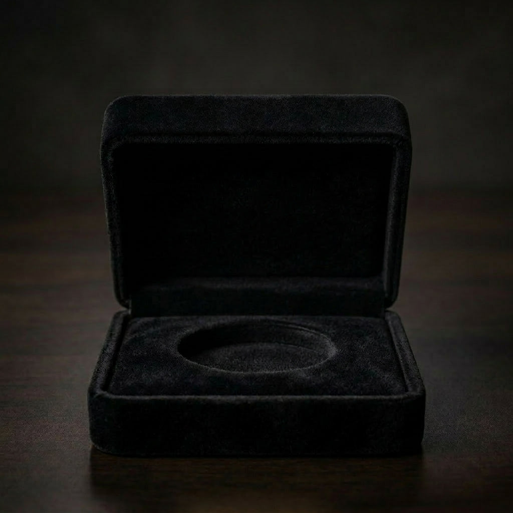 Premium Black Velvet Presentation Box for Coin
