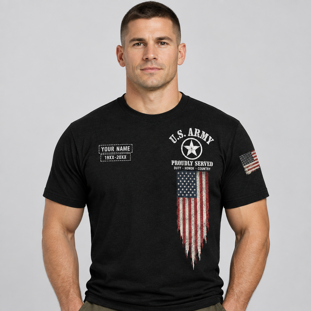 Custom Veteran World Tour T-Shirt – Personalized Name, Branch & Duty Stations