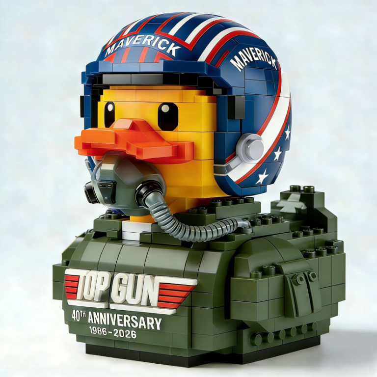 Maverick Pilot Duck Brick Building Set – 40th Anniversary Fighter Pilot Collectible Display Model
