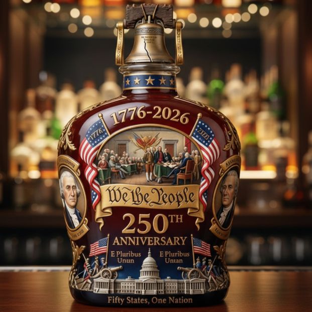 We The People 250 Whiskey Decanter - 250th Anniversary Liberty Bell Crystal Patriotic Bottle 1776-2026 Limited Edition