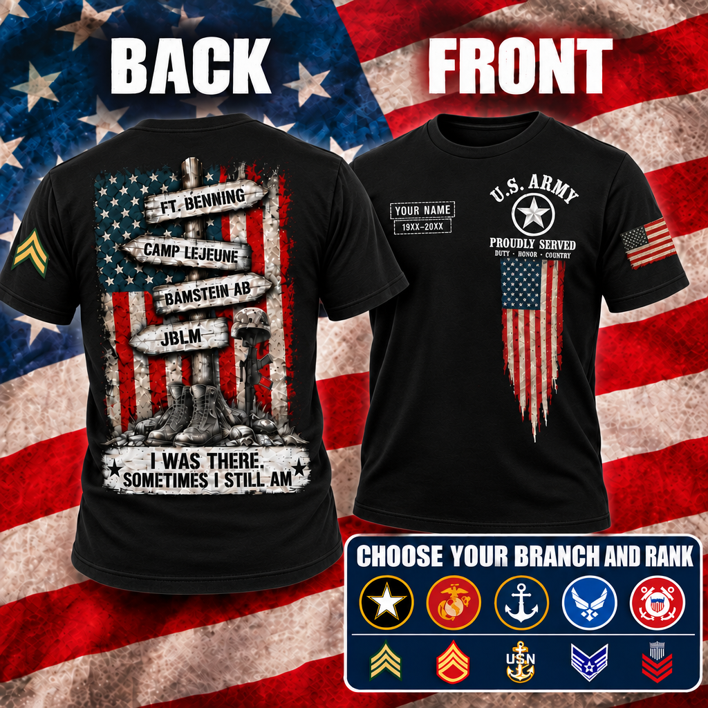 Custom Veteran Polo T-Shirt, Personalized Name, Rank, Branch & Duty Stations