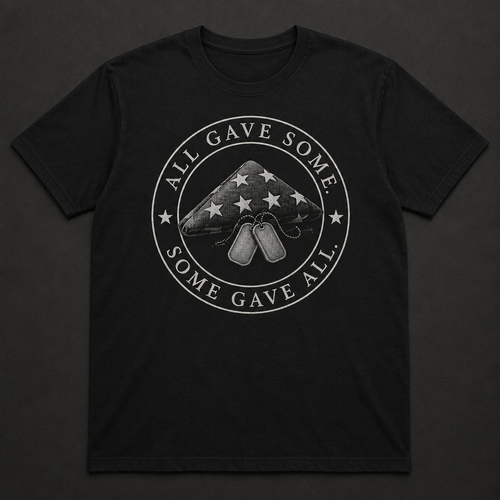 All Gave Some Some Gave All veteran memorial t-shirt, black, front print