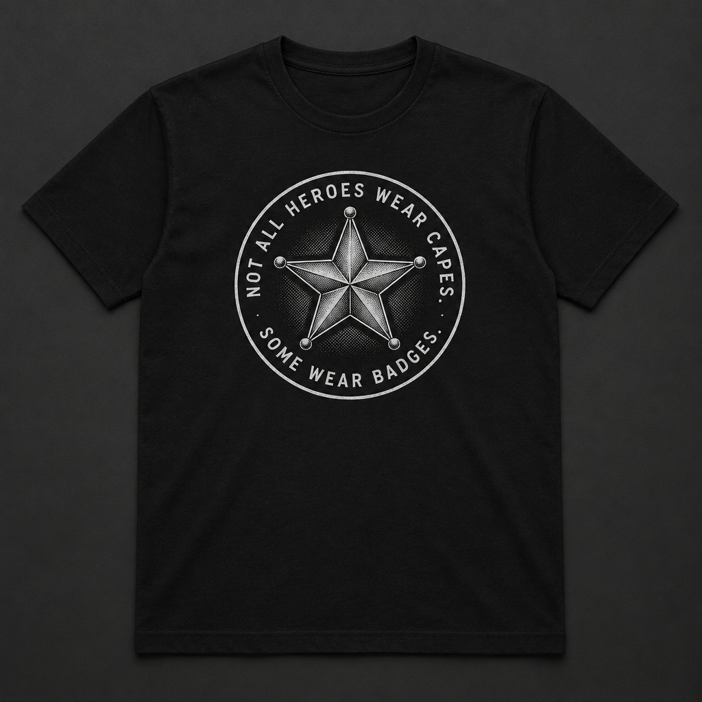 Not All Heroes Wear Capes. Some Wear Badges. - black police tribute t-shirt