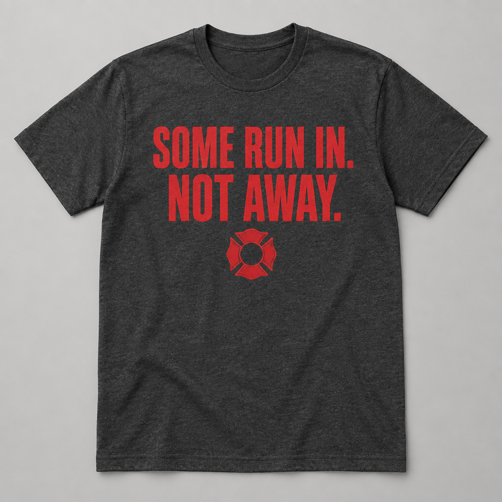 Some Run In. Not Away. - charcoal firefighter tribute t-shirt