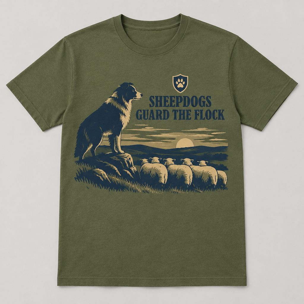 Sheepdogs Guard The Flock - olive protector tribute t-shirt
