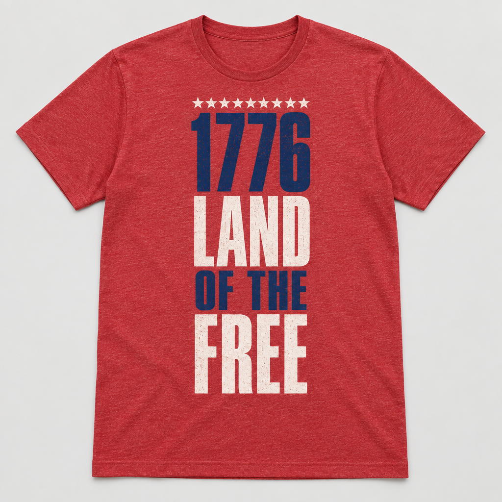 1776 Land Of The Free - heather red vintage Americana t-shirt