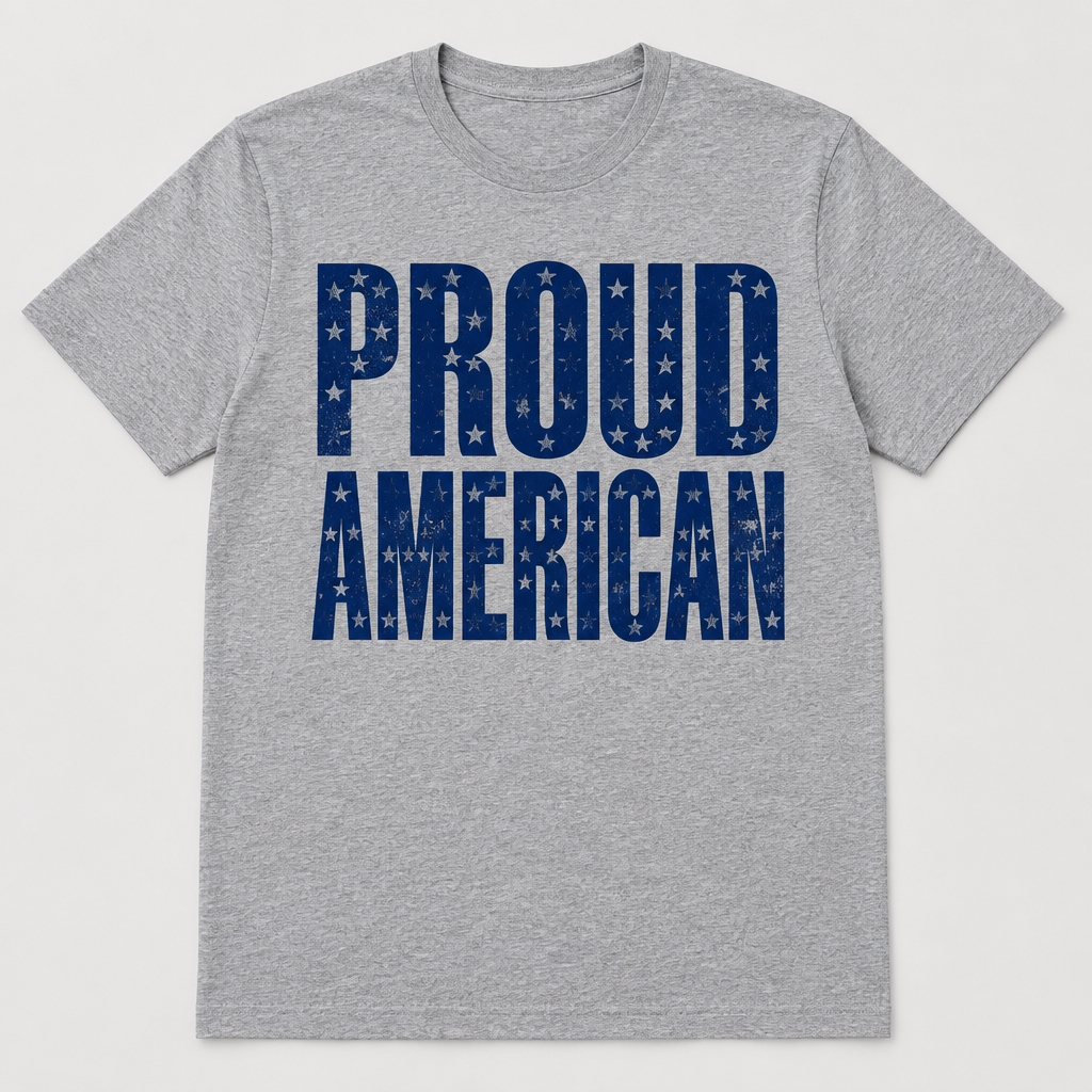 Proud American - heather gray statement t-shirt