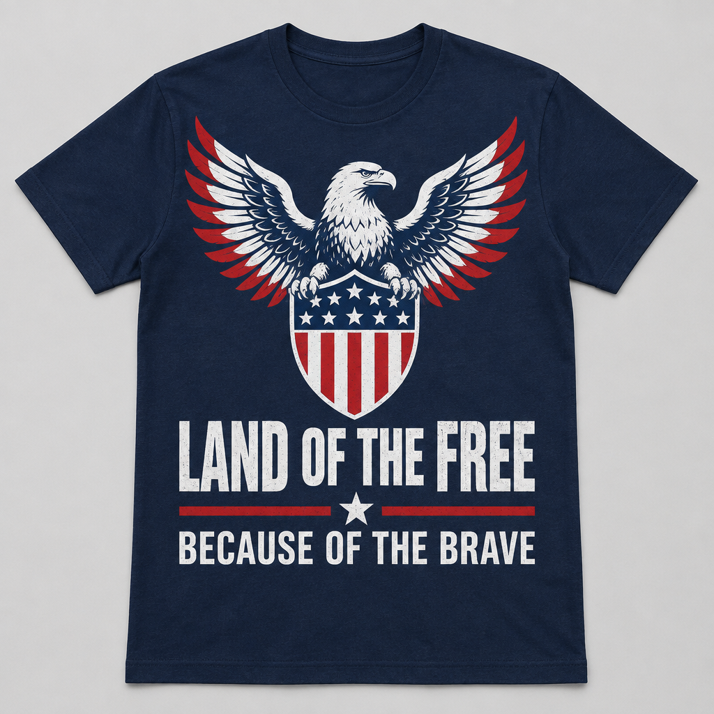 Land Of The Free - navy eagle shield tribute t-shirt