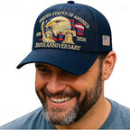 USA 250th Anniversary Patriotic Hat - Bald Eagle, Liberty Bell & Statue Embroidered Cap