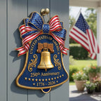 USA 250th Anniversary Wooden Liberty Bell Sign: 1776-2026 Decor, Patriotic Door Hanger