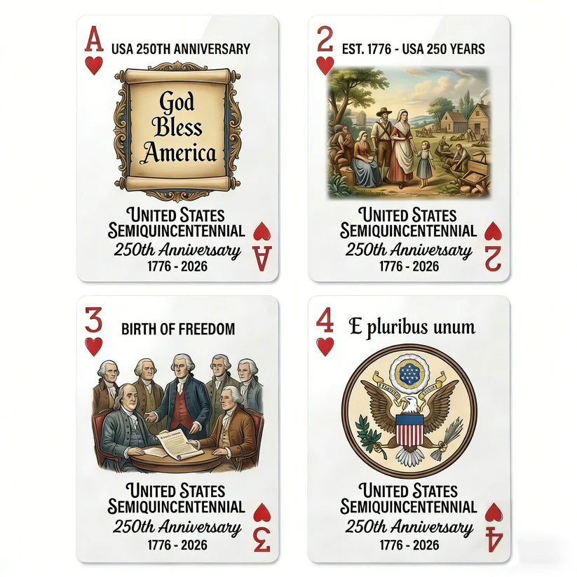 USA 250th Anniversary Commemorative Playing Cards, Limited Edition Patriotic Deck (1776–2026)