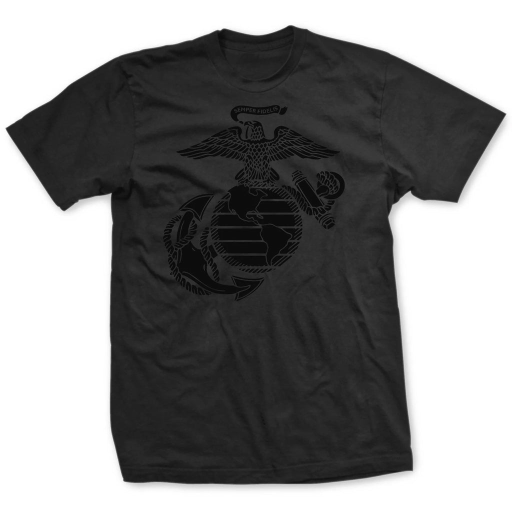 US Marine Corps Semper Fidelis Blackout T-Shirt – USMC Eagle, Globe & Anchor Graphic Tee