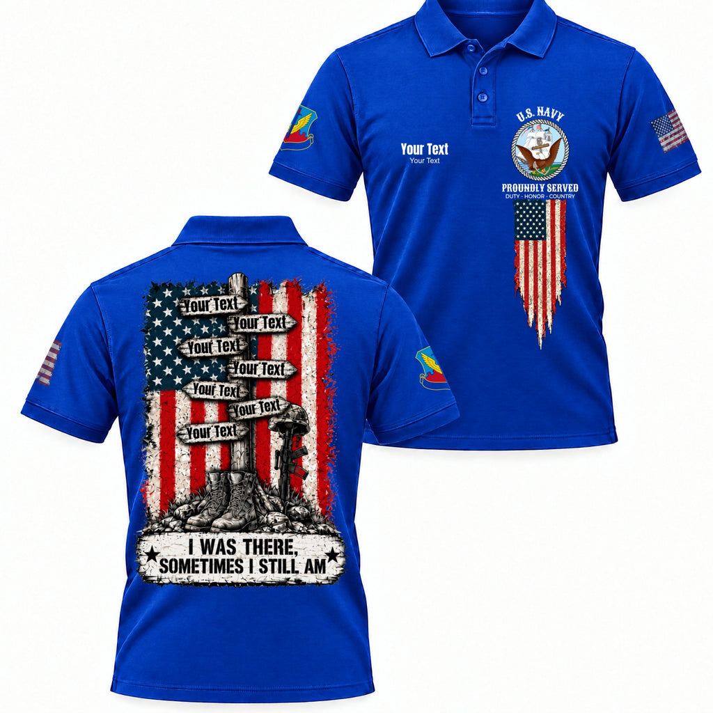 Custom Veteran Polo T-Shirt, Personalized Name, Rank, Branch & Duty Stations