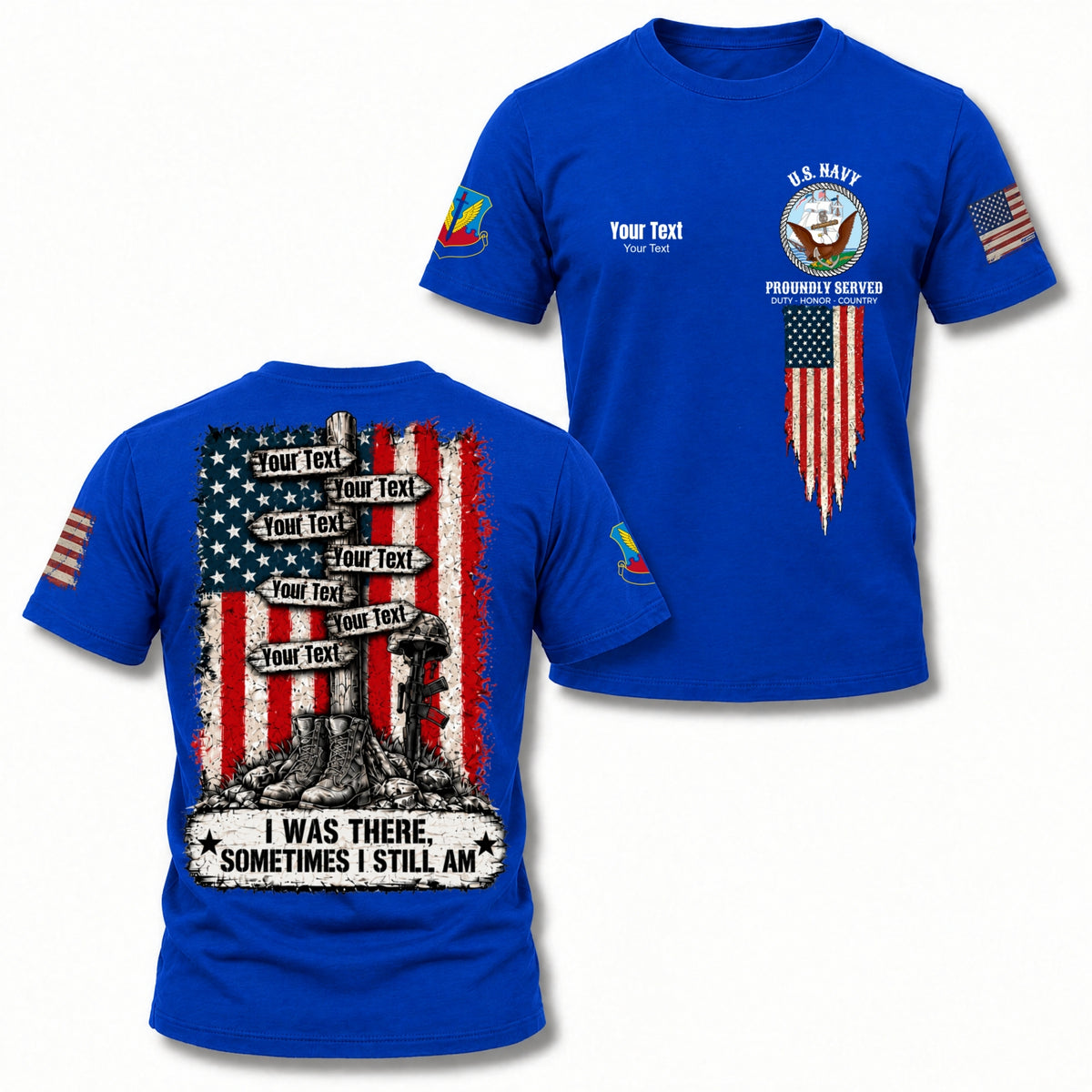 Custom Veteran Polo T-Shirt, Personalized Name, Rank, Branch & Duty Stations