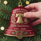 United States 250th Anniversary Bell Ornament – Liberty Bell Inspired Patriotic Christmas Decoration (1776–2026)