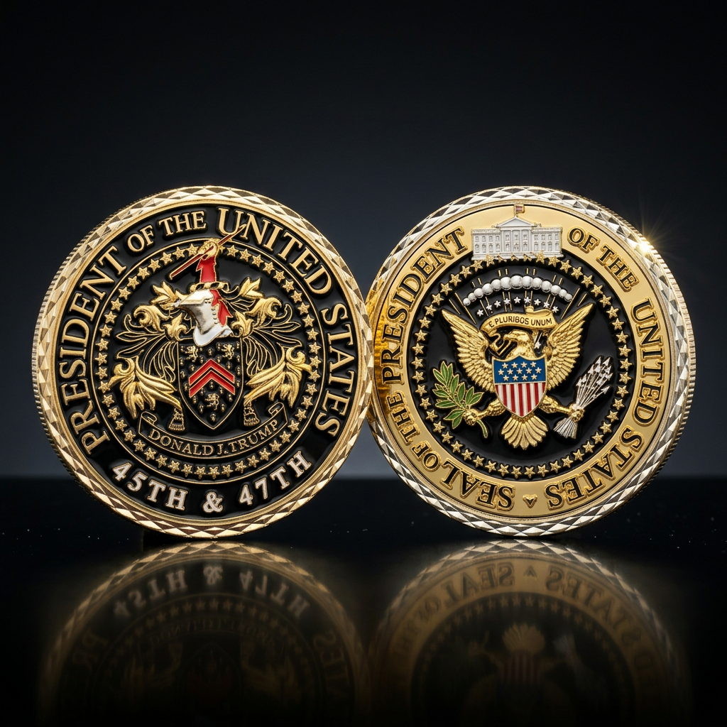 45th & 47th President Trump Challenge Coin (No Box)
