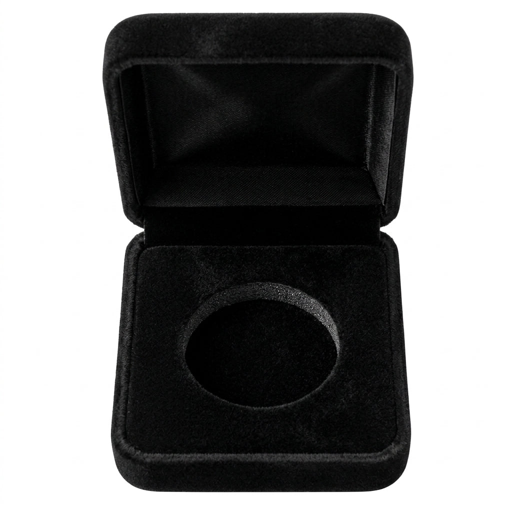 Premium Black Velvet Presentation Box for Coin